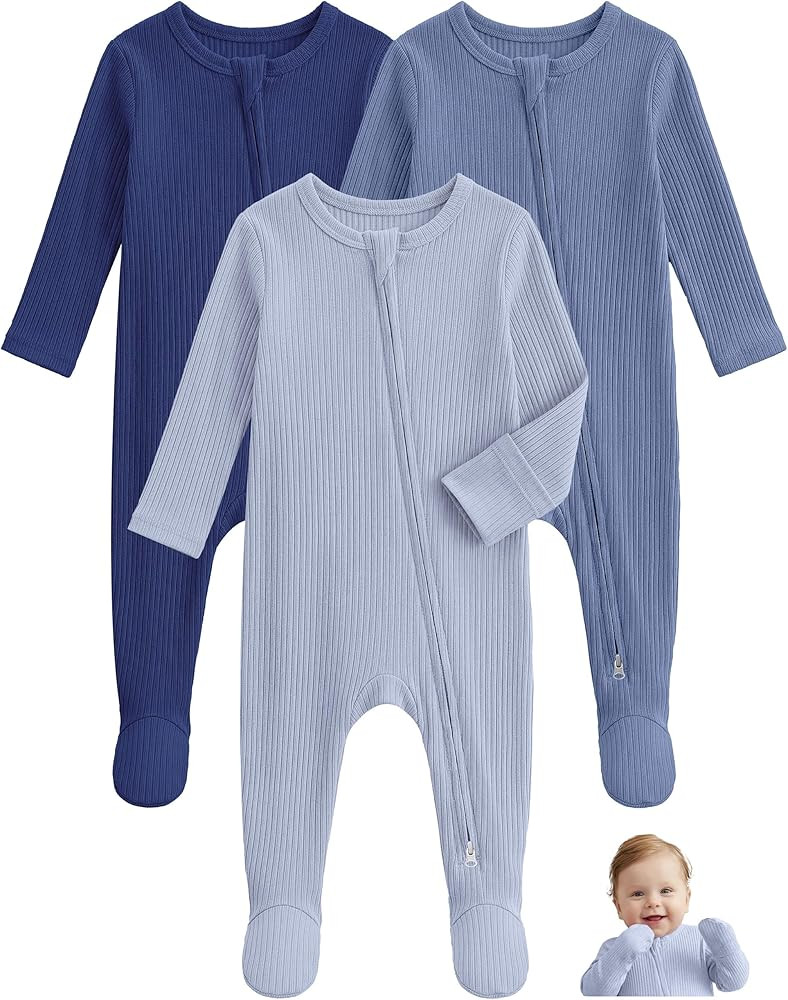 Baby Pajamas Baby Sleepers Rayon From Bamboo for Newborn 0-3 3-6 6-9 Months Footie Pjs Baby Boys ... | Amazon (US)