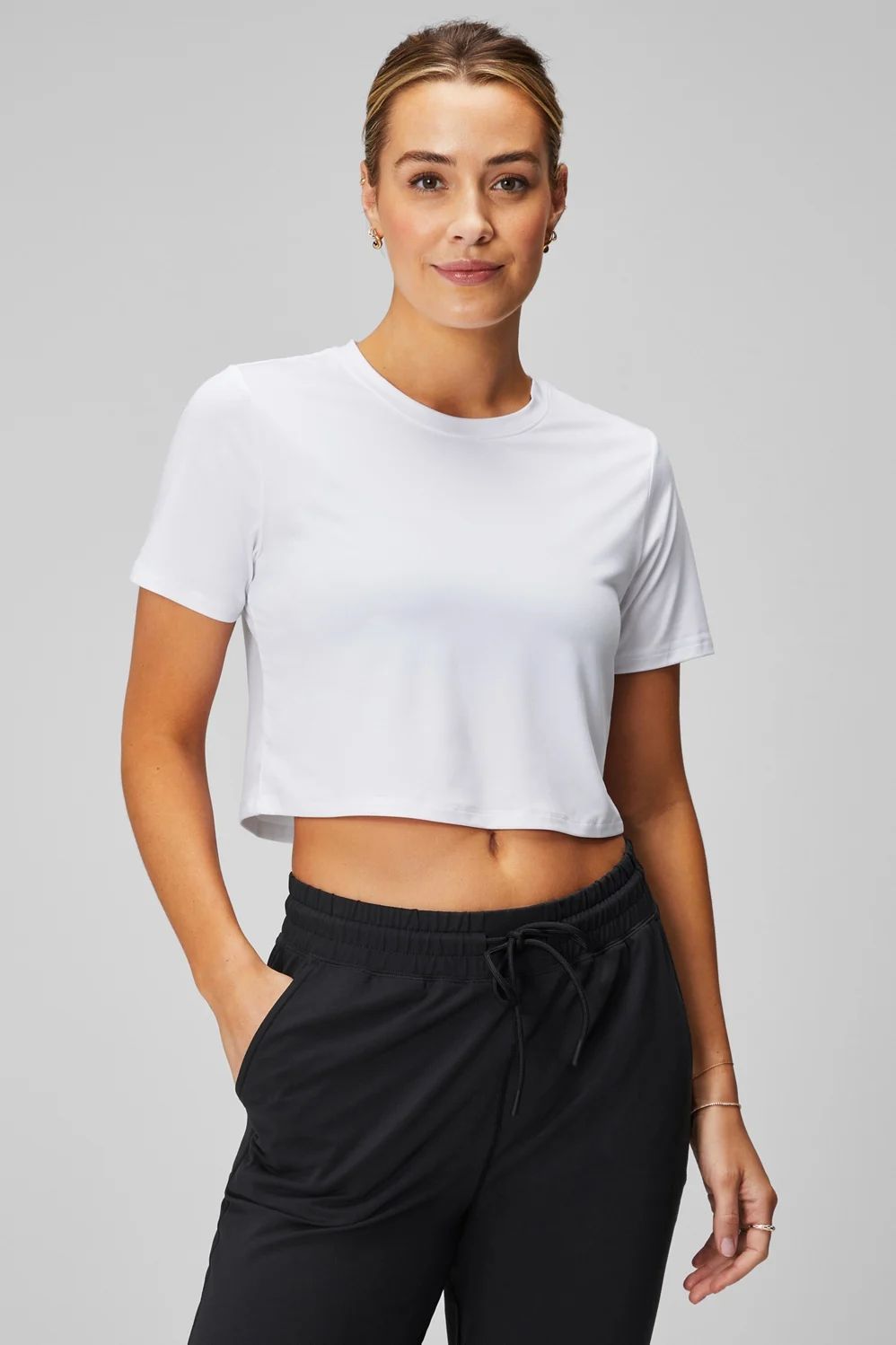 Dry-Flex Cropped Short-Sleeve Tee | Fabletics - North America