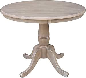 International Concepts 36" Round Top Pedestal Table-28.9" H, Washed Gray Taupe | Amazon (US)