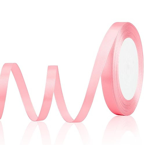 Pink Ribbon for Gift Wrapping 3/8 in 25 Yards Light Pink Satin Ribbon for Bouquet Wrapping Ribbons for Hair Ribbons for Christmas Tree Balloons Craft Invitation Floral Hair Liston Cintas de Navidad | Amazon (US)
