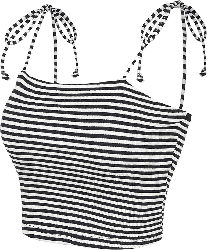 Allegra K Women's Cami Tube Top Tie Spaghetti Straps Sleeveless Summer Crop Tops | Amazon (US)