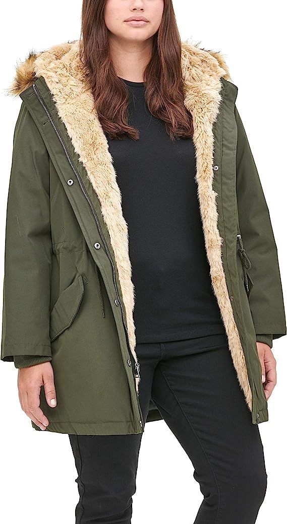 Levi's Women's Faux Fur Lined Hooded Parka Jacket (Standard and Plus Size) | Amazon (US)