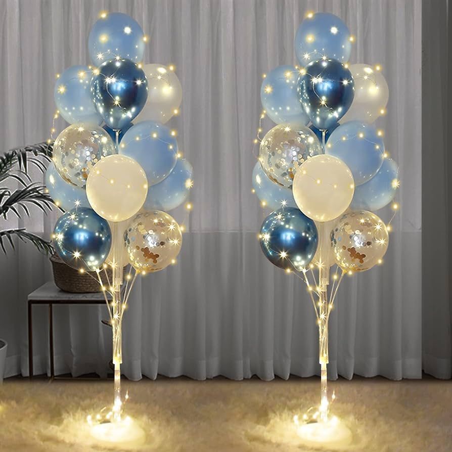 Balloon Stand Kit for Floor with String Light 2 Set Baby Blue Centerpieces Balloon Holder Decorat... | Amazon (US)
