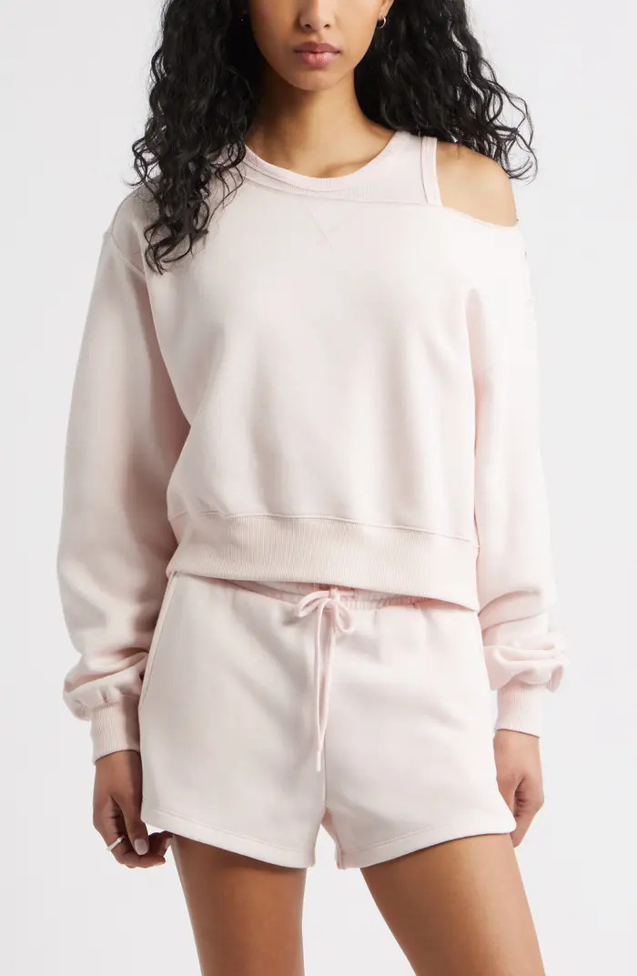 Fleece Detail Off the Shoulder Sweatshirt | Nordstrom