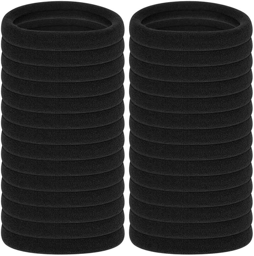 Anezus 50 Pcs Thick Black Hair Ties Large Elastics Bulk Hair Ties Stretch Hair Bands Ponytail Hol... | Amazon (US)