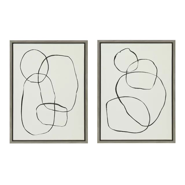 Sylvie Modern Circles and Going in Circles Linen Textured 18 in x 24 in Framed Painting Canvas Ar... | Walmart (US)