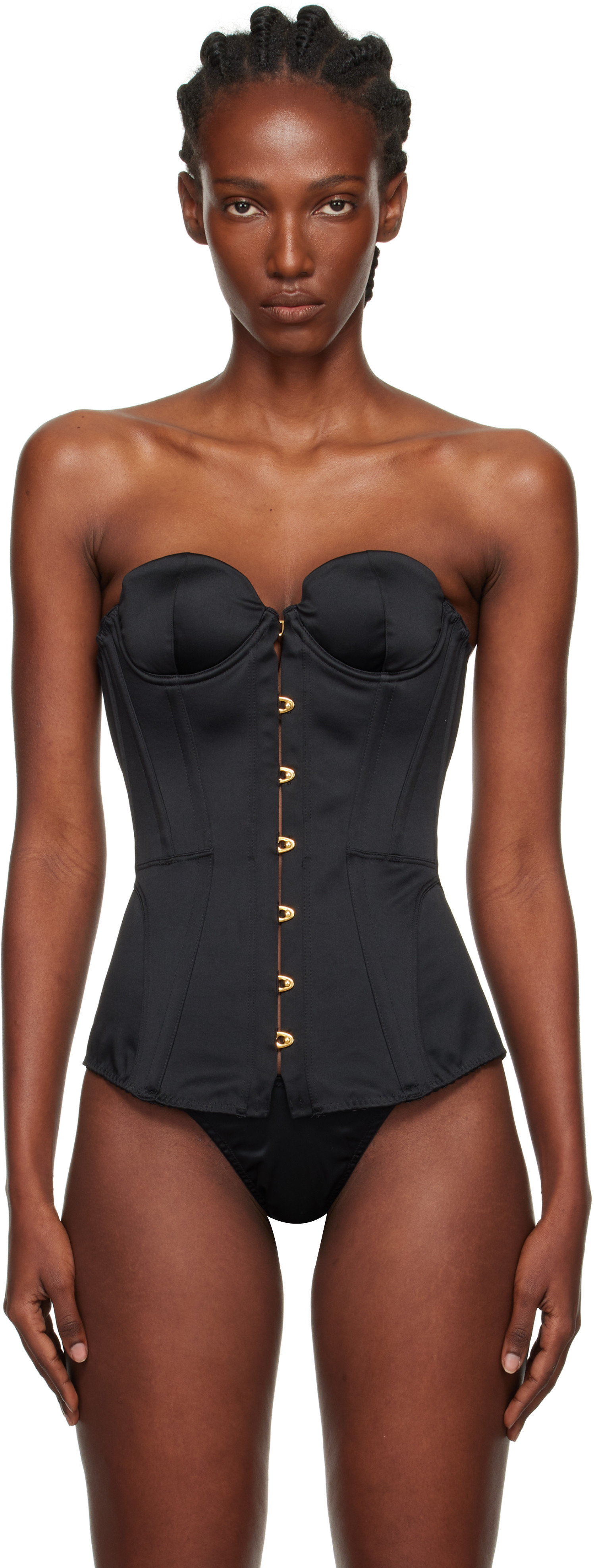 Agent Provocateur Black Mercy Satin Corset | SSENSE