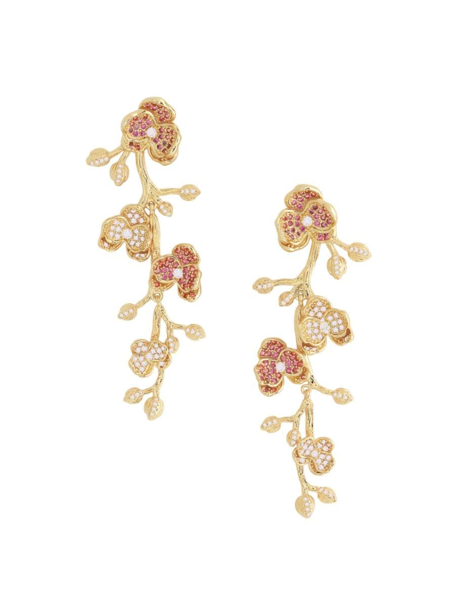 Orchid 18K-Gold-Plated & Cubic Zirconia Drop Earrings | Saks Fifth Avenue