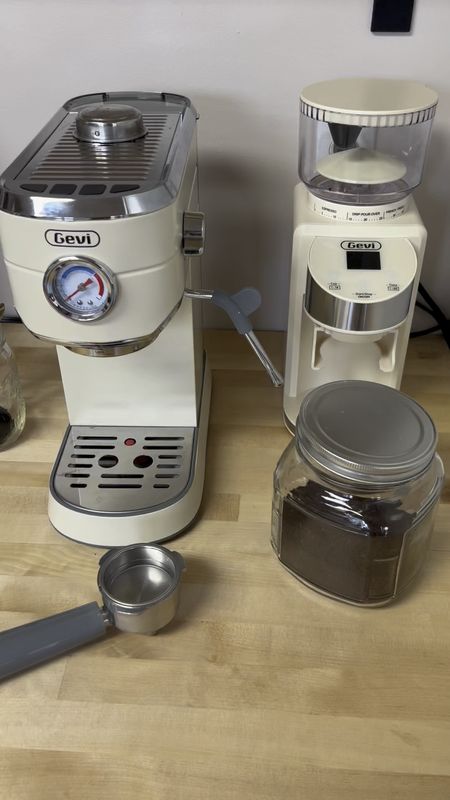 I’ve been loving this espresso machine! The grinder is perfect for getting your beans to the right size and it makes delicious coffee with built in frother for a true coffee shop right at home 🫶 Linked my mugs and jars, too! 

#LTKsalealert #LTKVideo #LTKhome