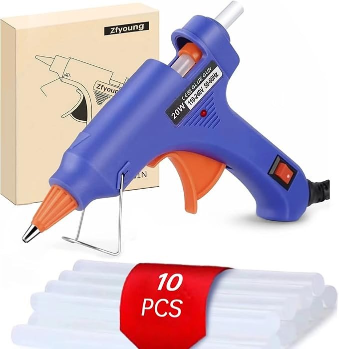 Mini Hot Glue Gun 10pcs Glue Stick Hot Glue Gun Set For Quick Repair Artist DIY Art Home 20w Blue | Amazon (US)