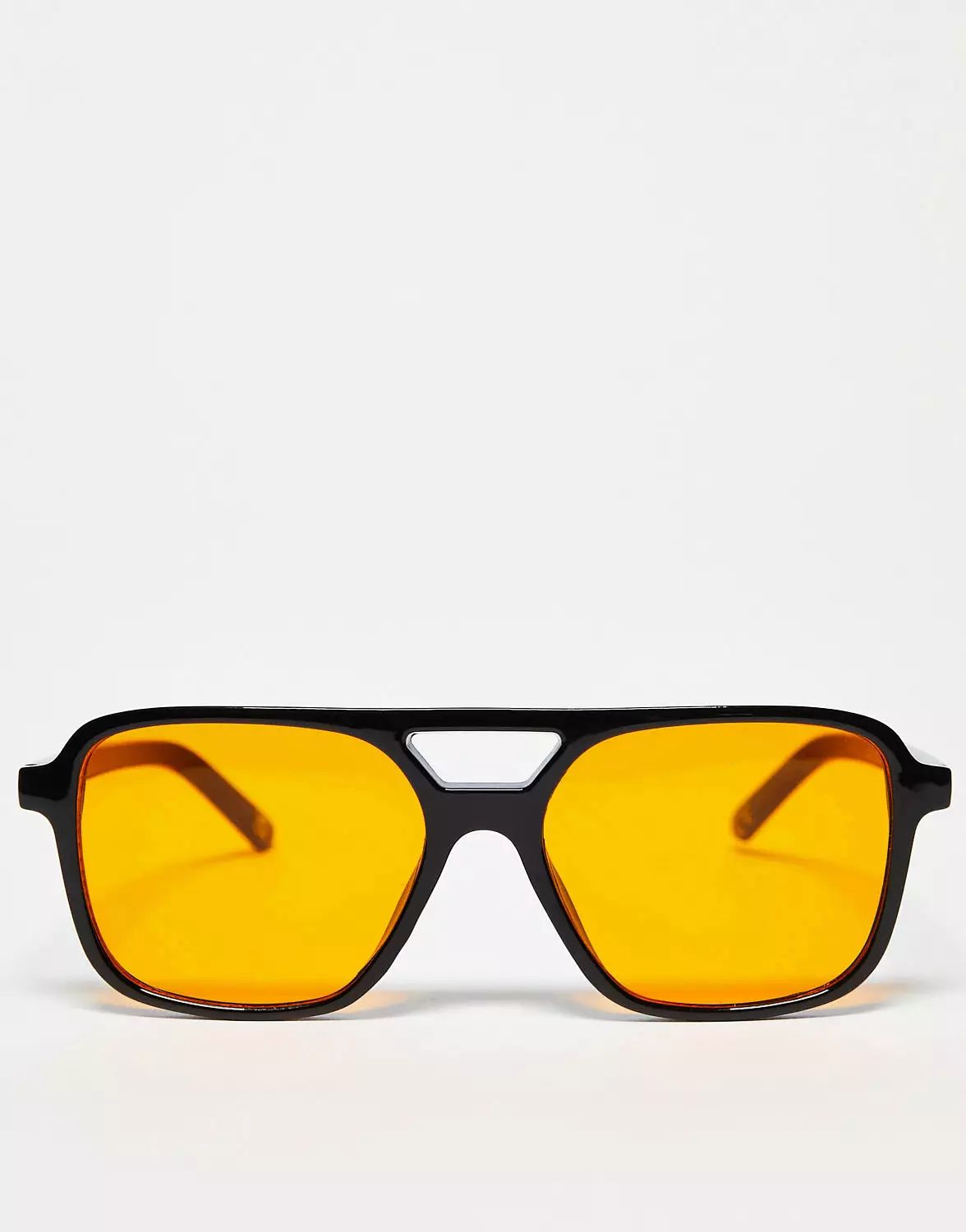 ASOS DESIGN – Modisches Pilotenbrille mit feinem Gestell und orangefarbenen Gläsern | ASOS (Global)