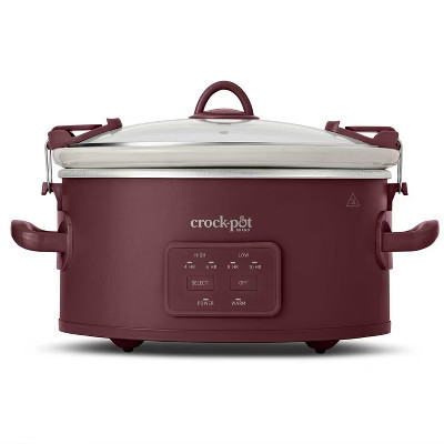 Crock-Pot 6qt Cook & Carry Programmable Slow Cooker Ceramic Lambrusco Red: 3 Settings, Dishwasher-Safe Parts, 210W | Target