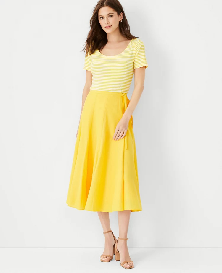 Tie Waist Godet Skirt | Ann Taylor (US)