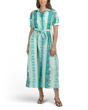 Short Sleeve Striped Floral Maxi Dress With Belt | Casual Dresses  | Marshalls | Marshalls