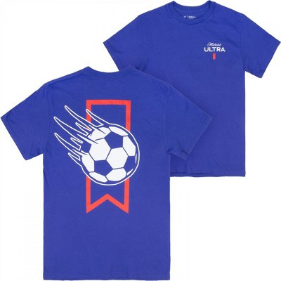 Mens Michelob Ultra Soccer Logo Blue Colorway Front & Back Print T-Shirt - 2XLarge | Target