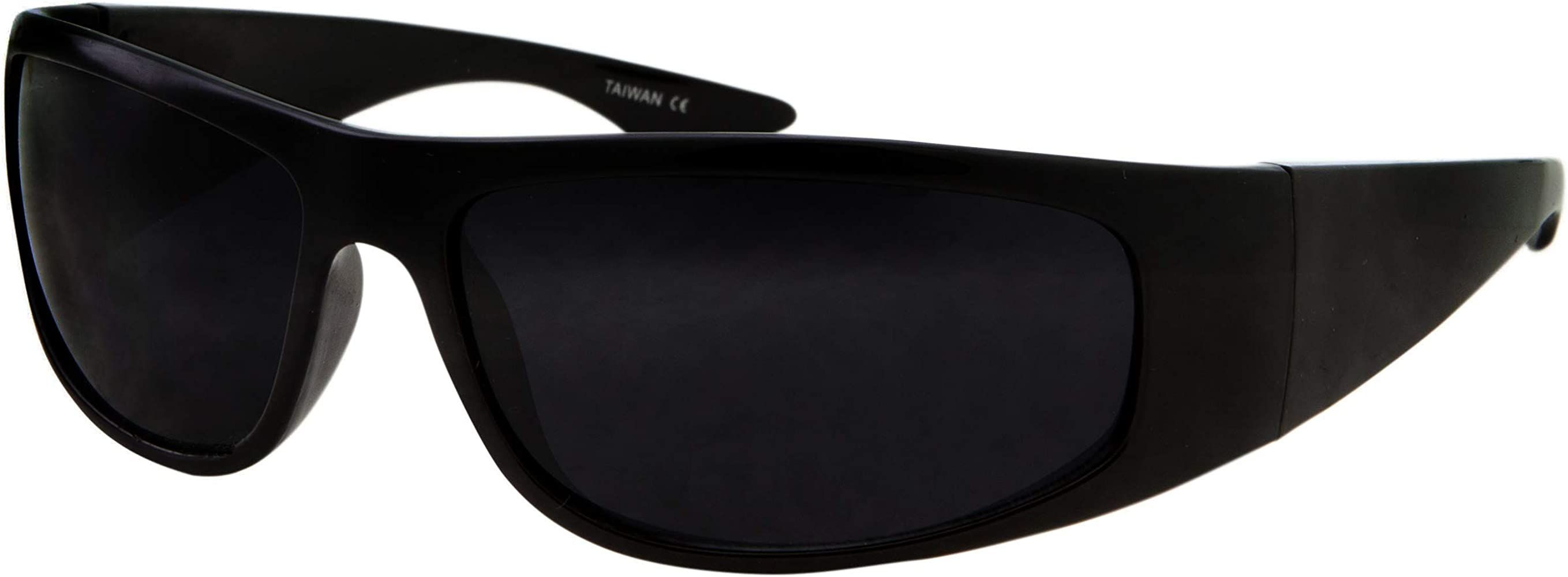 Super Dark Lens Black Sunglasses | Biker Style Rider | Wrap Around Frame | Amazon (US)