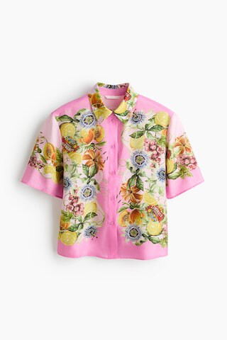 H & M - Oversized Printed Shirt - Pink/Lemons | H&M (US + CA)