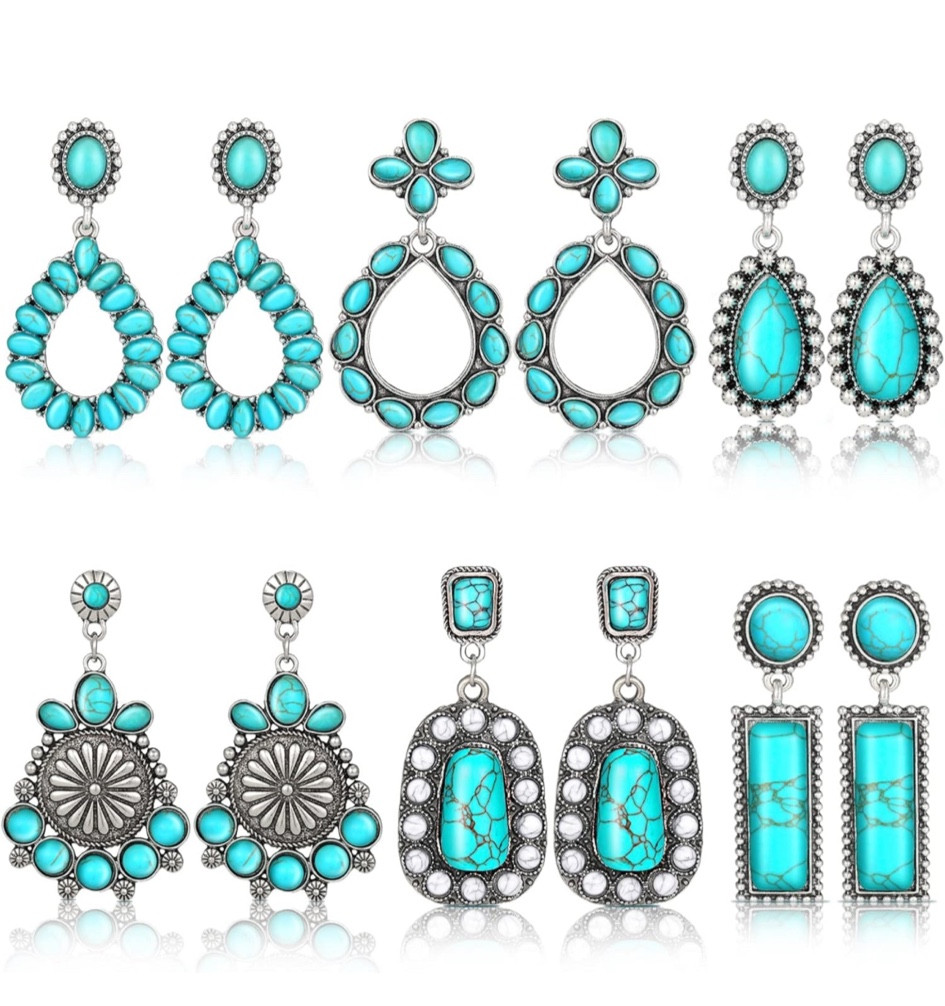6 Pairs Turquoise Earrings set!!

Under $12!! 

#boho #western #westernstyle #bohostyle #save #musthaves #gifts #giftideas 

#LTKGiftGuide #LTKCyberWeek #LTKHolidaySale