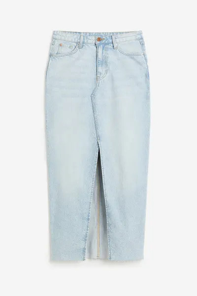 Falda denim con abertura - Azul denim pálido - MUJER | H&M ES | H&M (FR, IT, ES, PT, BE)