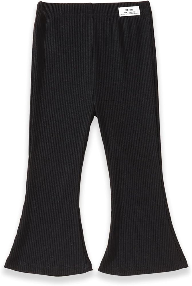 IZYJOY Kids Baby Girl Ribbed Knit Bell Bottoms Solid Color Flared Pants Toddler Elastic Waist Ruf... | Amazon (US)