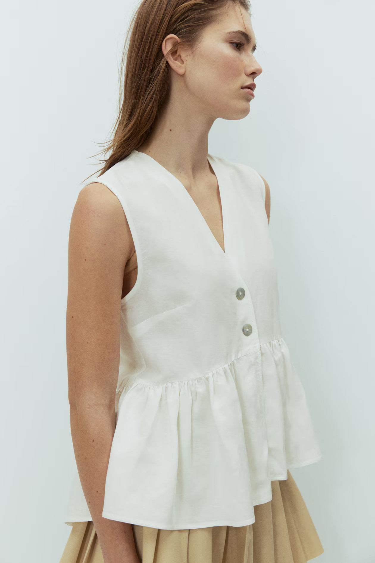Linen-Blend Peplum Top | H&M (US + CA)