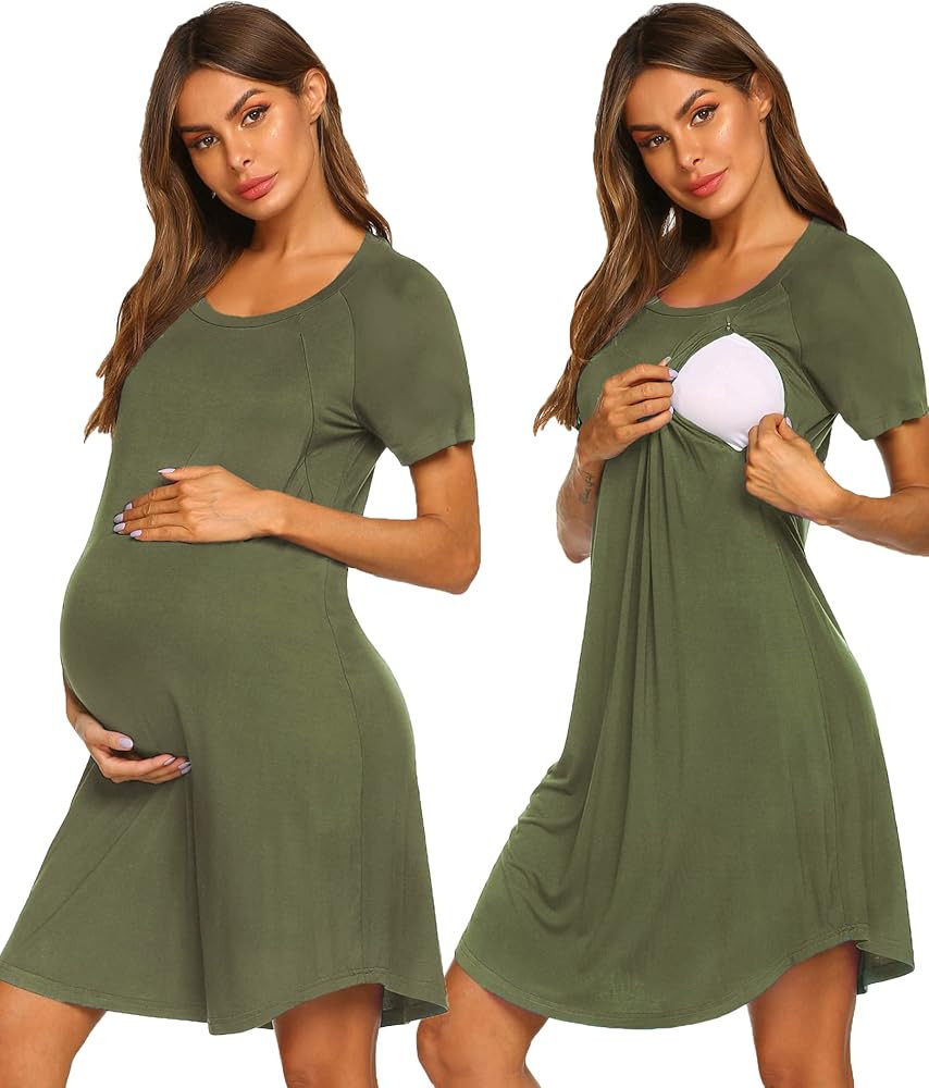 Ekouaer Nursing Gown 3 in 1 Delivery/Labor/Nursing Nightgown Women Maternity Hospital Gown Zipper Br | Amazon (US)
