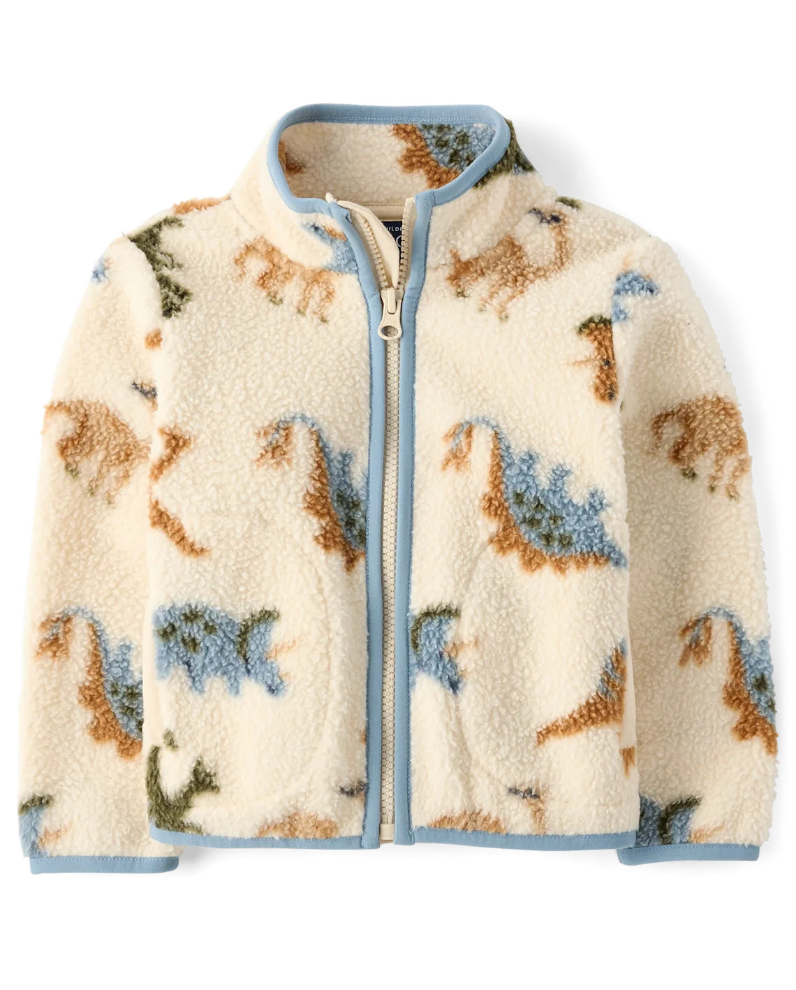 Baby And Toddler Boys Dino Sherpa Zip Up Jacket - cream | The Children's Place