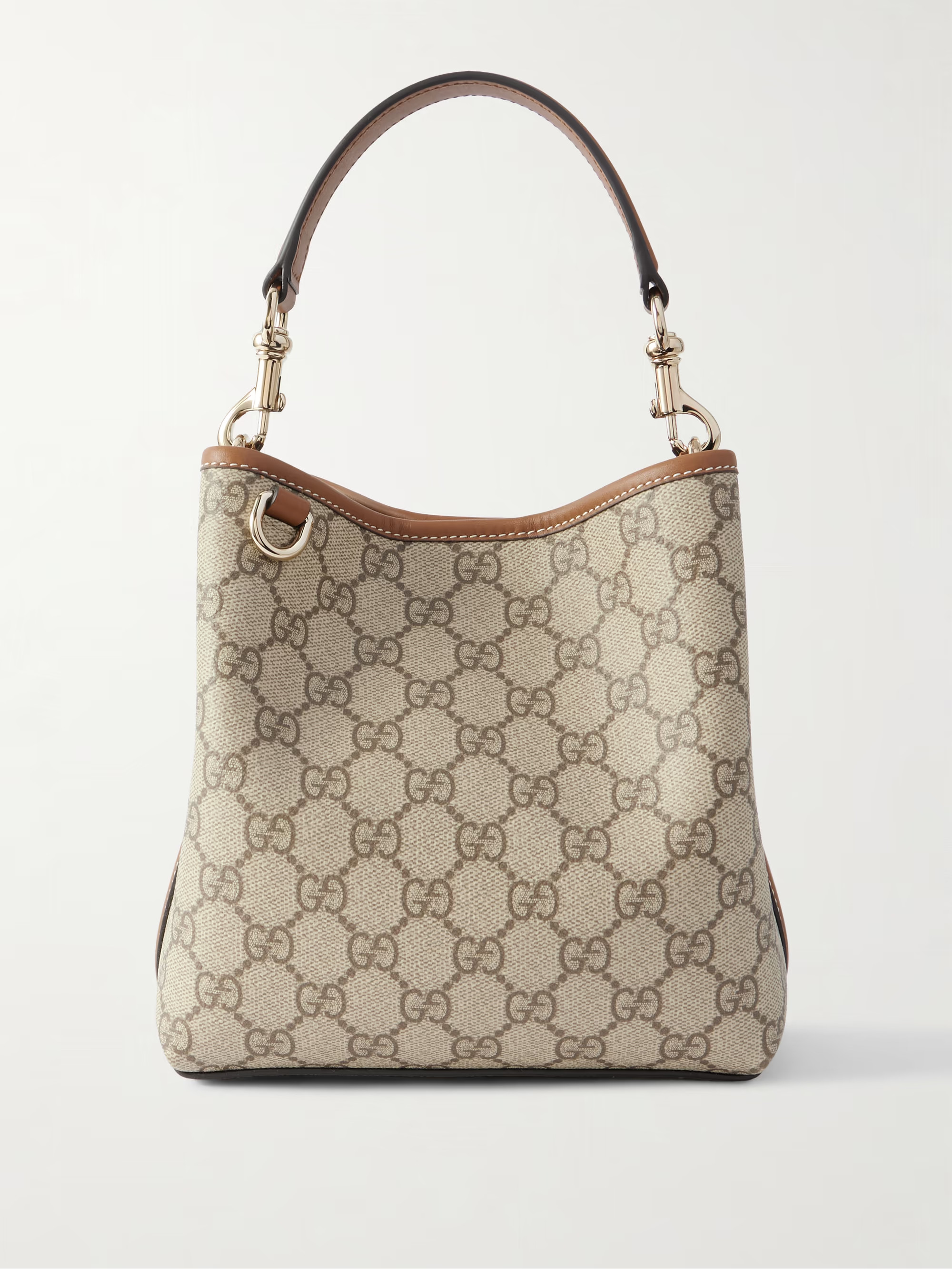 GG Emblem leather-trimmed printed coated-canvas bucket bag | NET-A-PORTER APAC