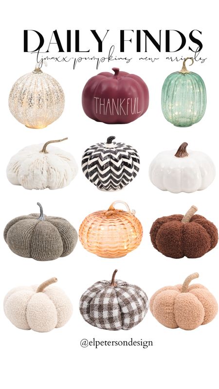 TJ Maxx Faux Pumpkins 
Cloth pumpkins 
Fall Decor
Decorative pumpkins 

#LTKunder50 #LTKunder100