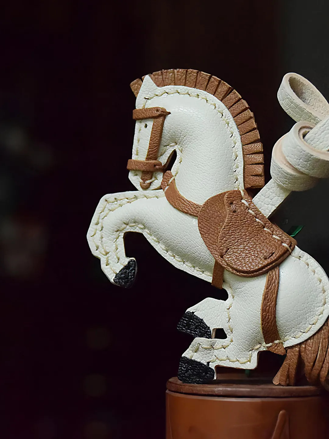 Genuine Leather Bag Charm & Keychain, White Horse Handbag Charm, Gift Box - Etsy | Etsy (US)