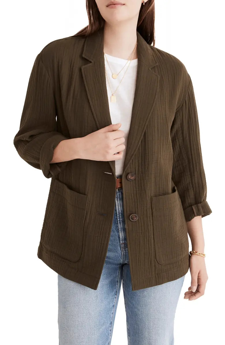 Crinkled Linen Blend Blazer | Nordstrom