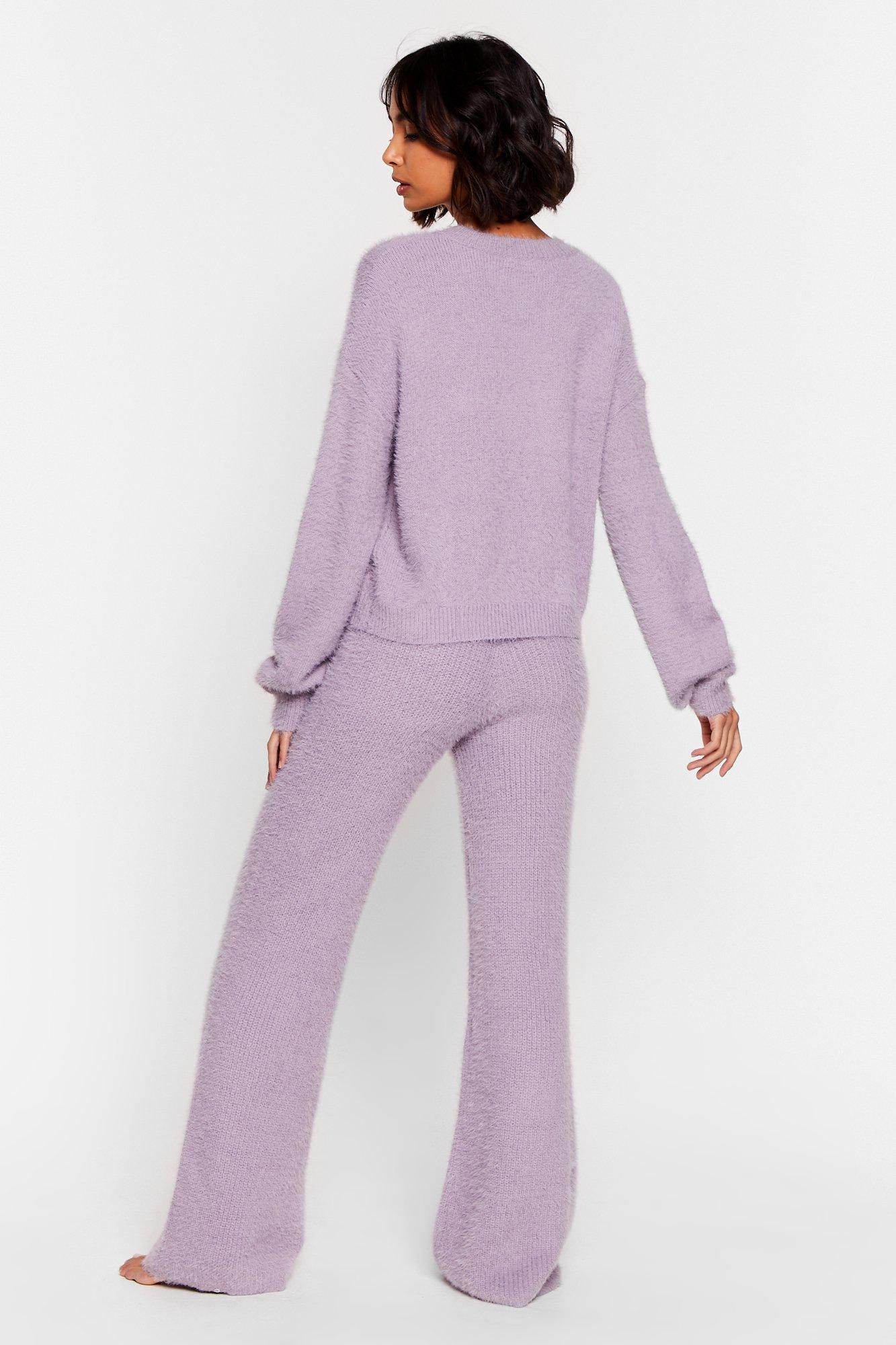 Luxe Good to Me Fluffy Knit Wide-Leg Lounge Set | Nasty Gal (US)
