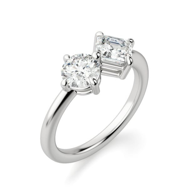 Toi et Moi Round and Asscher Cut Ring | Diamond Nexus