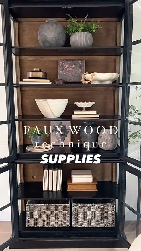 Faux Wood Technique | dark antique wax | black display cabinet | chalk paint 

*CHALK PAINT NEEDS TO BE TONTED TO SHERWIN WILLIAMS BALTIC BEIGE"

#LTKfindsunder50 #LTKfindsunder100 #LTKhome