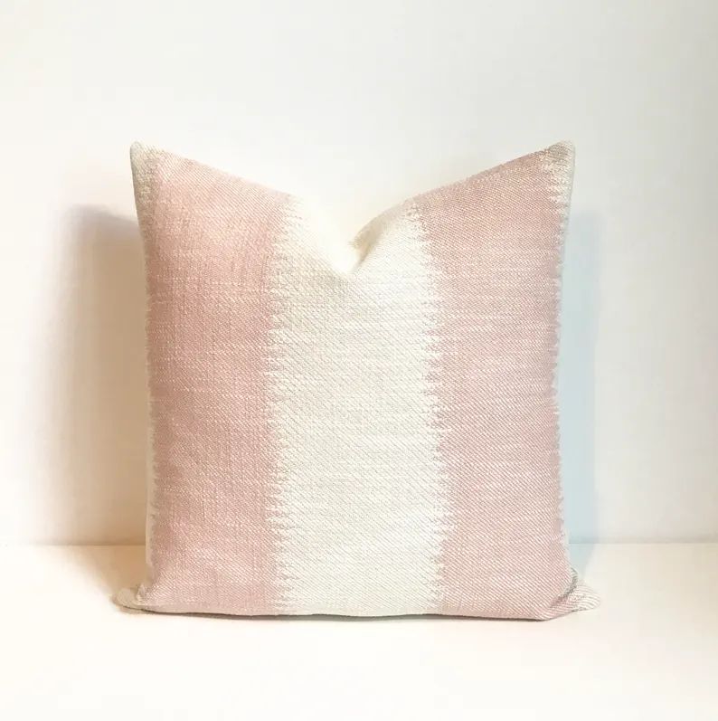 Blush pink ikat striped boho Decorative Pillow Cover | Etsy (US)