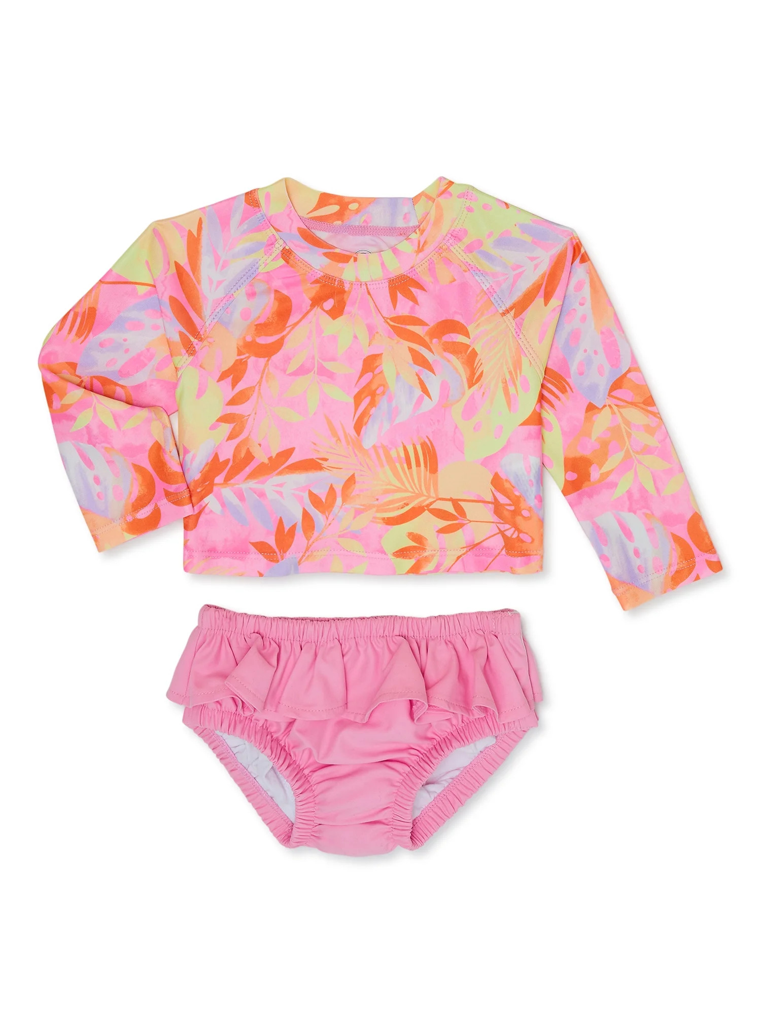 Wonder Nation Baby Girl Long Sleeve Rashguard and Diaper Cover Set, Sizes 0/3M-12M - Walmart.com | Walmart (US)