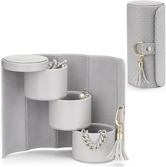 Vlando Gifts 2025 for Women, Girl - Travel Jewelry Oragnizer, 3-Layer Jewelry Storage Box, Travel... | Amazon (US)
