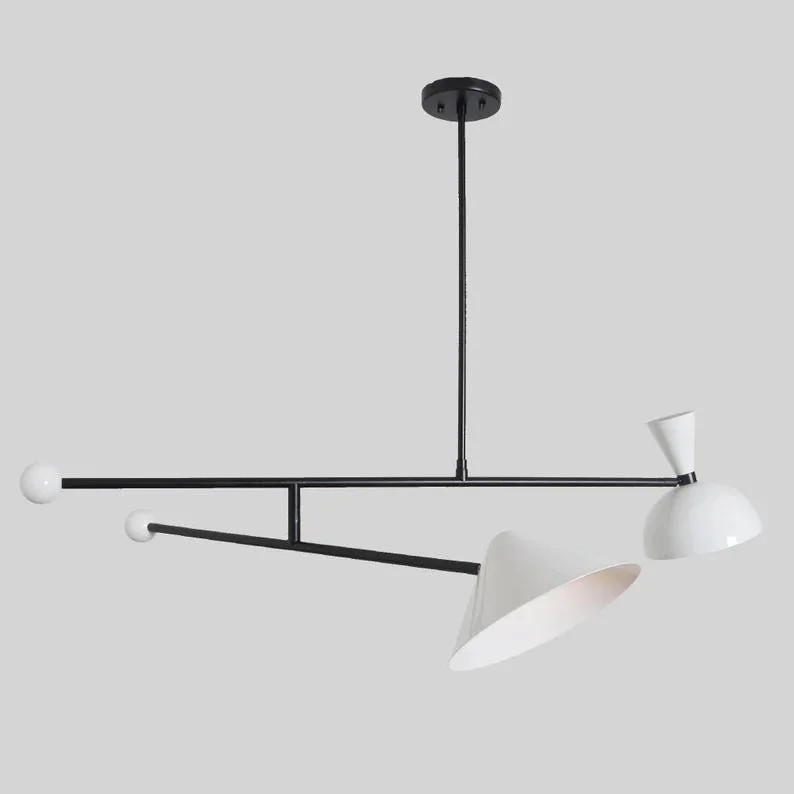 Two Light Brass Stilnovo Style Mid Century Modern Chandelier – Counter Balance Sputnik Pendant ... | Walmart (US)