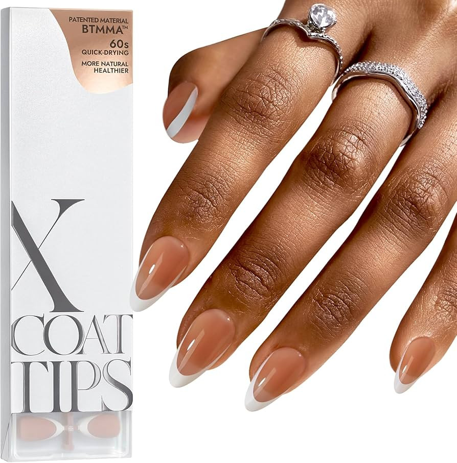 BTArtboxnails XCOATTIPS Press on Nails Almond - 160 Pcs Medium Deep French Tip Press On Nails, Br... | Amazon (US)
