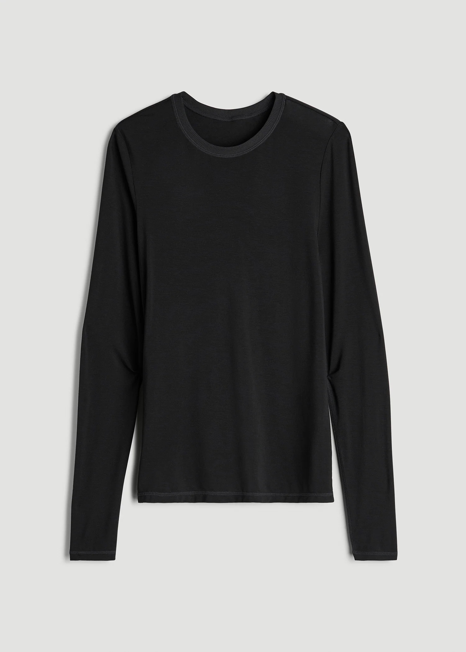 Thermal Merino Wool Base Layer Long Sleeve Top for Tall Women in Black | American Tall