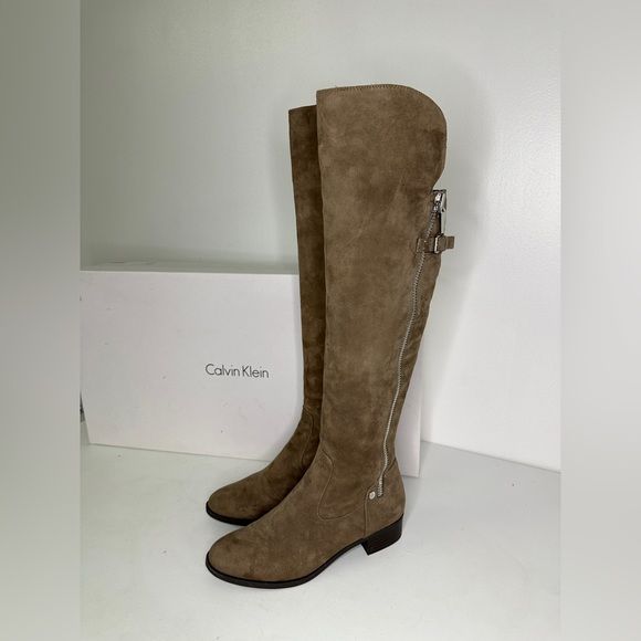 Calvin Klein Gladys Suede Knee High Boots in Tan color sz 7 | Poshmark