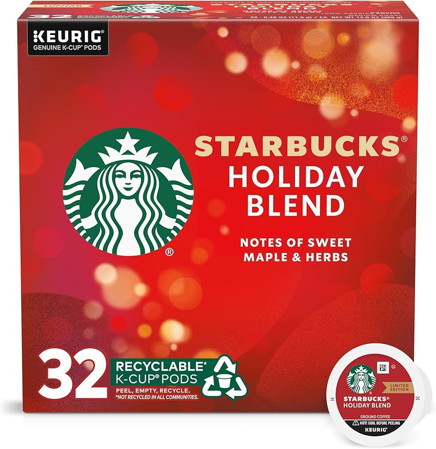 Starbucks K-Cup Coffee Pods, Holiday Blend Medium Roast Coffee, 100% Arabica, Limited Edition Hol... | Amazon (US)