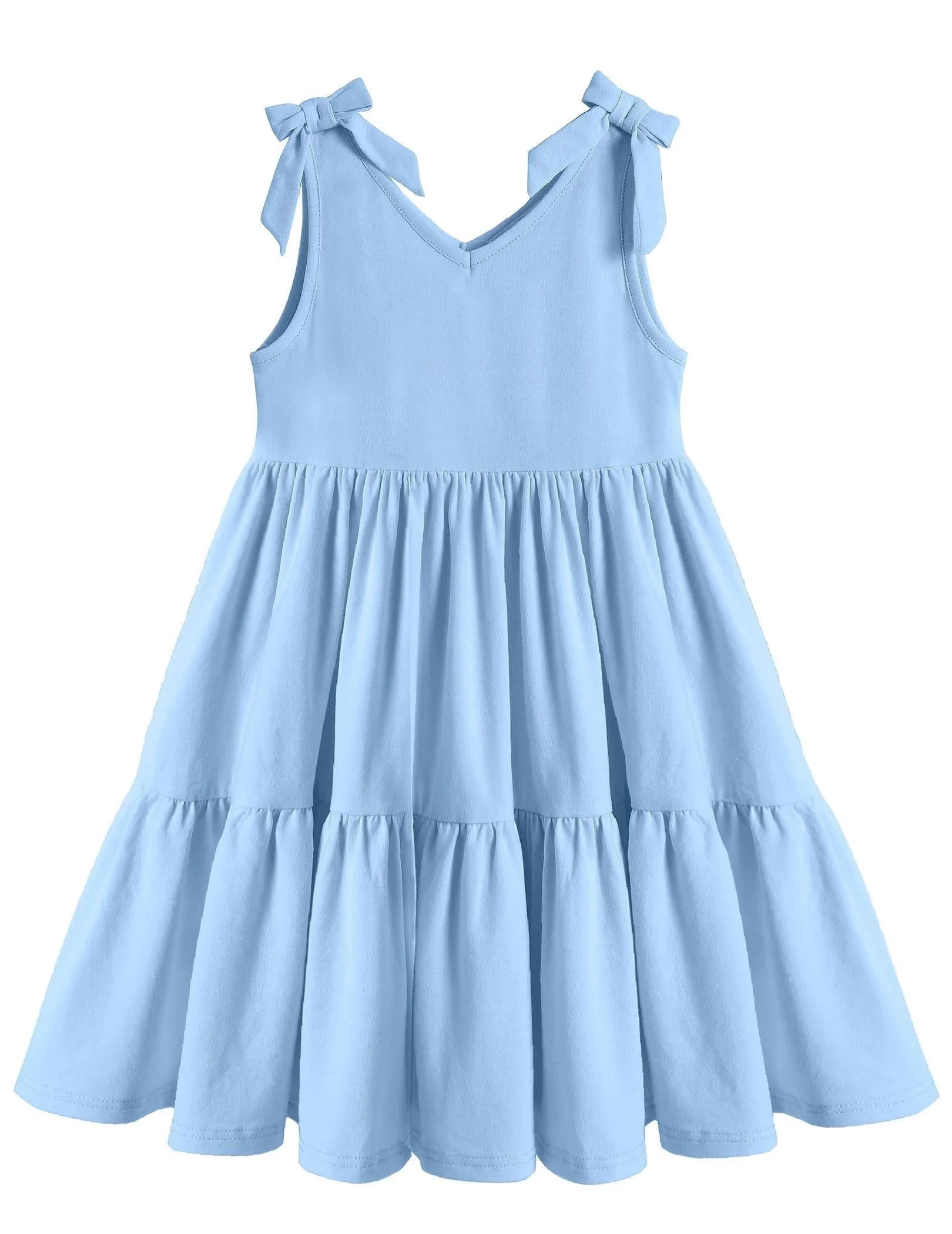 Arshiner Dresses for Girls Toddler Elastic Waist Loose Dress Summer Tiered Flowy Midi Dress Toddl... | Walmart (US)