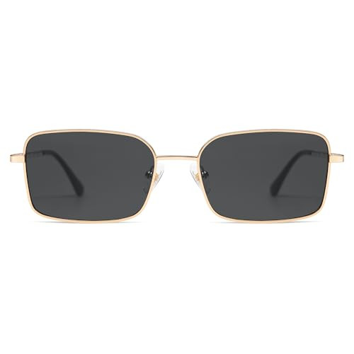 Appassal Retro Rectangle Sunglasses for Women Men 90s Style Vintage Trendy Rectangular Sun Glasses AP3706 Gold/Grey | Amazon (US)