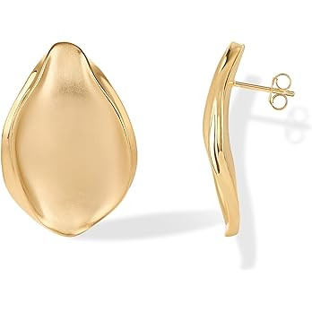 Amazon.com: PAVOI 14K Yellow Gold Plated Teardrop Brushed and Textured Stud Earrings for Women | ... | Amazon (US)