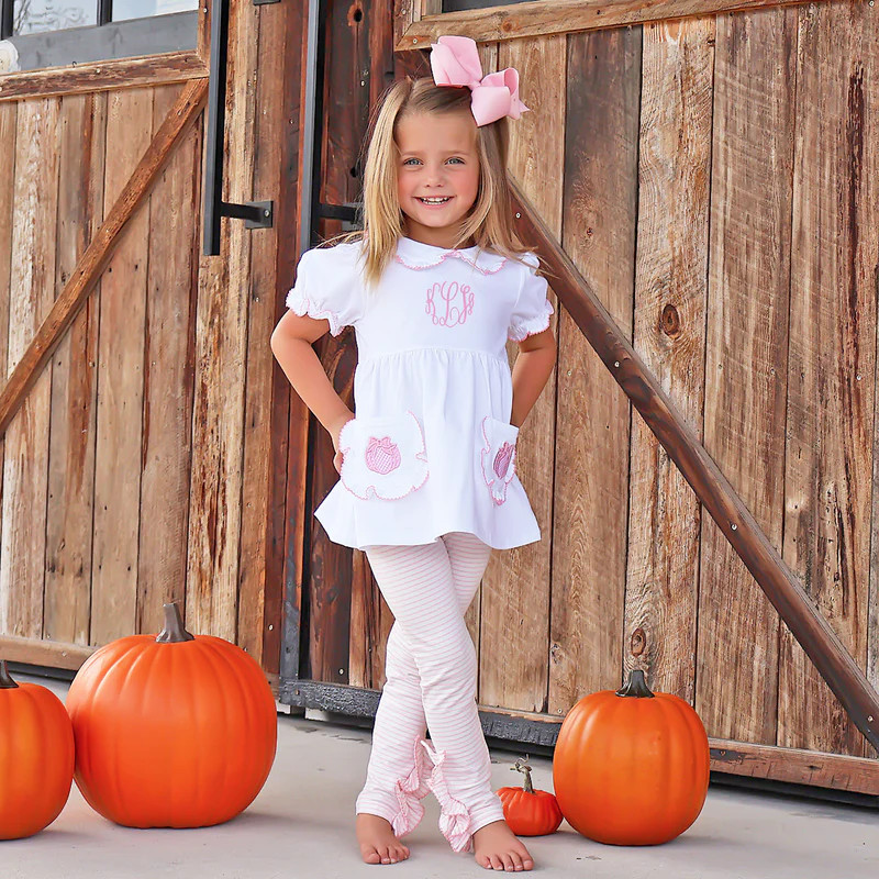 Cute as a Pumpkin Pink Stripe Caroline Legging Set | Classic Whimsy
