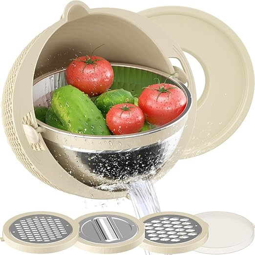 4-1 Colander with Bowl Set - Rotatable Strainers for Kitchen, Food Strainers and Colanders, Pasta... | Amazon (US)