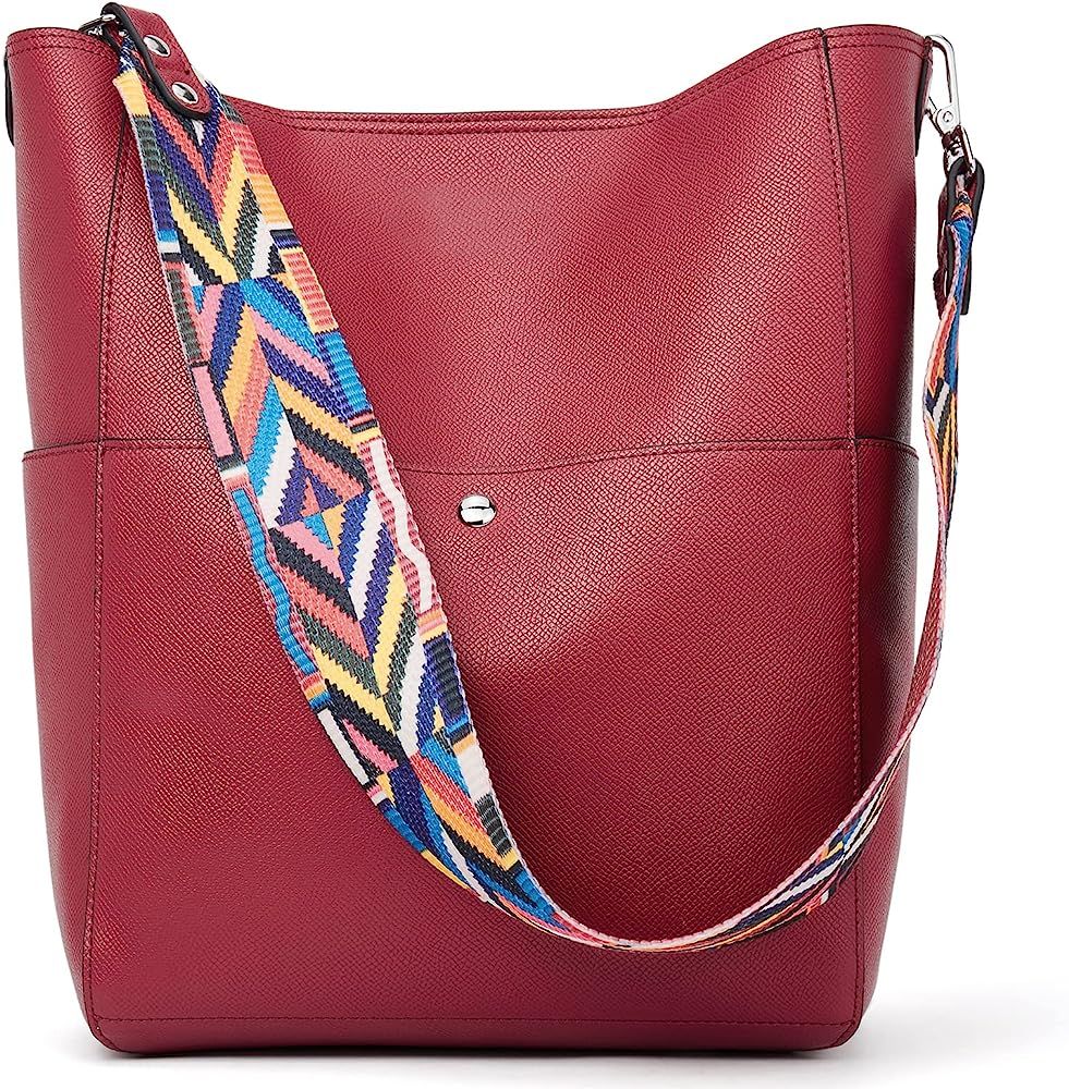 BROMEN Women Handbag Designer Vegan Leather Hobo Handbags Shoulder Bucket Cross-body Purse | Amazon (US)