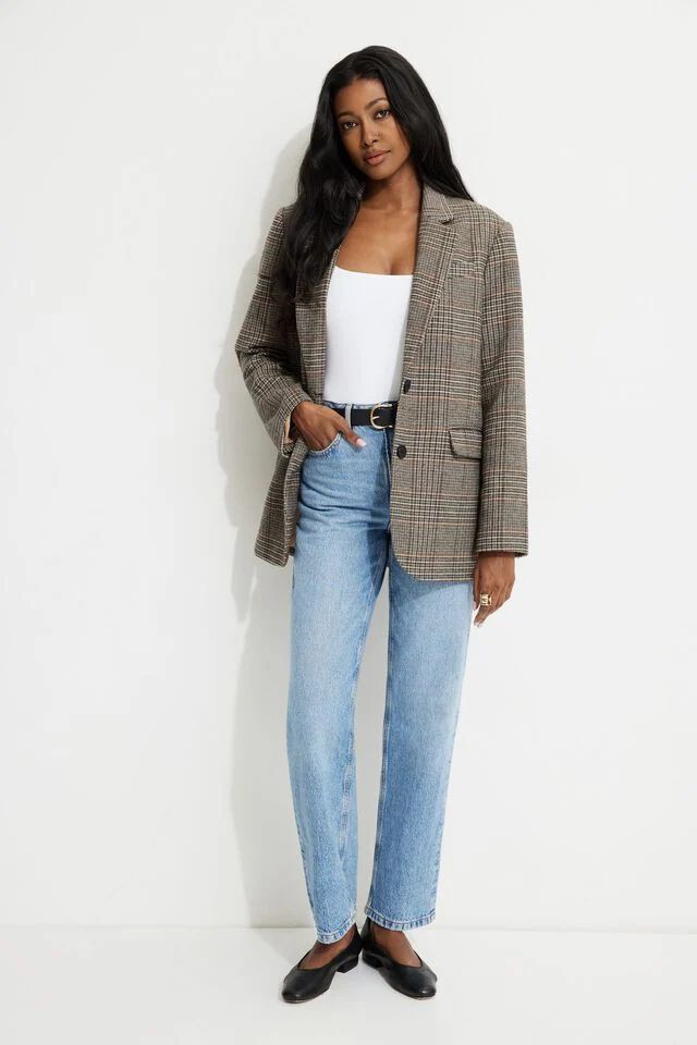 Diana Plaid Oversized Blazer | Dynamite Clothing