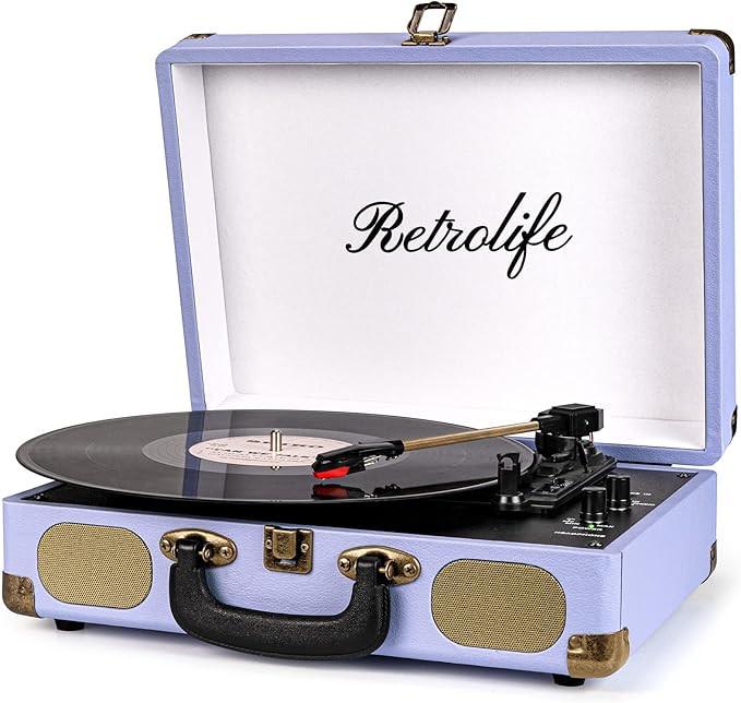 Vinyl Record Player 3-Speed Bluetooth Suitcase Portable Belt-Driven Record Player with Built-in S... | Amazon (US)